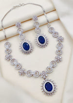 Silver-Plated Necklace & Earrings Set | Indian Jewellery | Elegant Stone Jewellery Indian Neckles Set