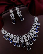 Silver-Plated Necklace Set with Earrings | Indian Jewellery | Elegant Stone Jewellery Indian Neckles Set