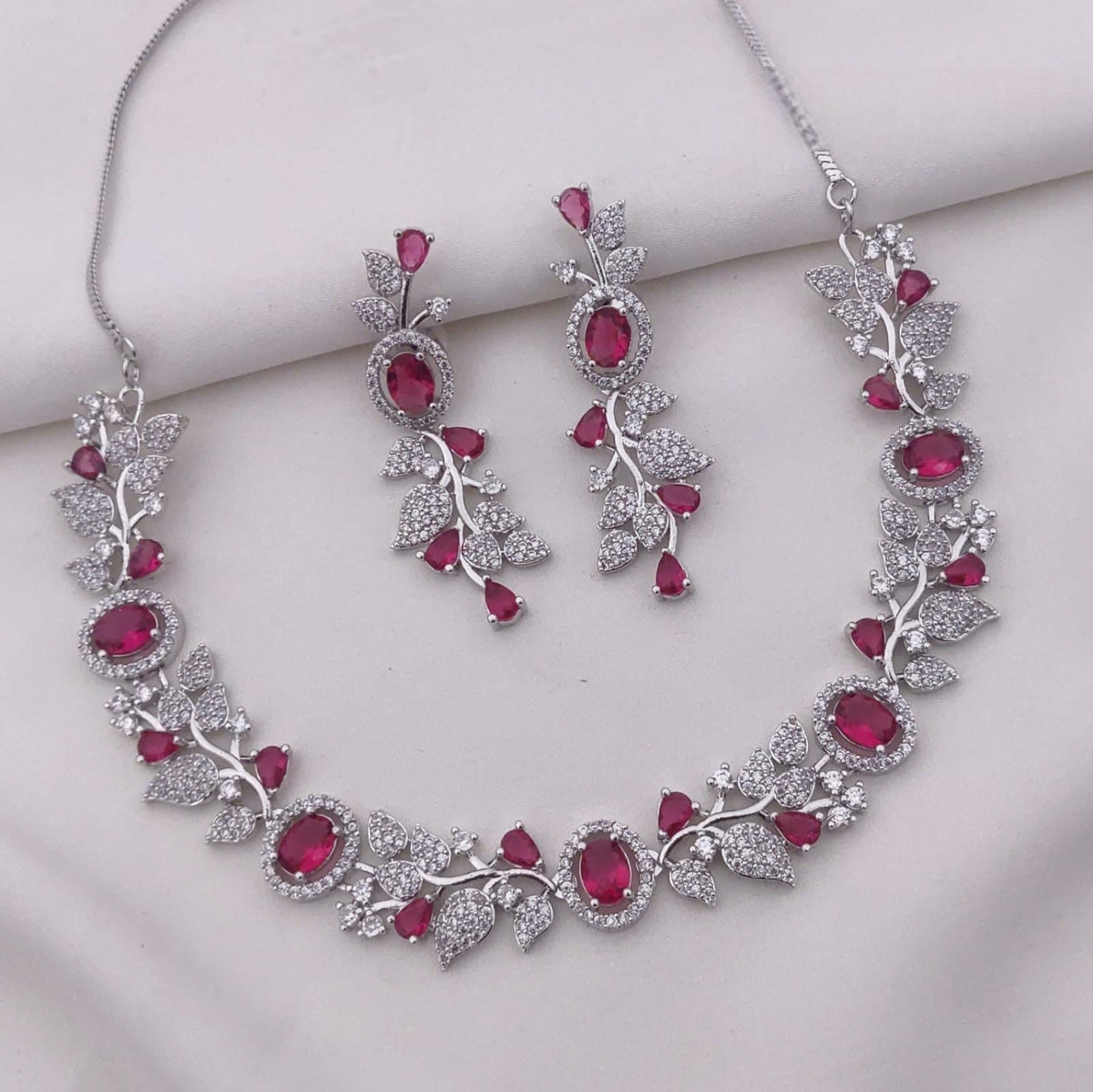 Sapphire Blue Stone Necklace Set with Earrings | Indian Jewellery | Premium Stone Jewellery Indian Neckles Set