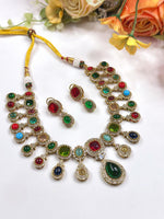 Royal Multicolor Kundan Necklace Set with Earrings | Indian Jewellery | Kundan Jewellery | Indian Necklace Set