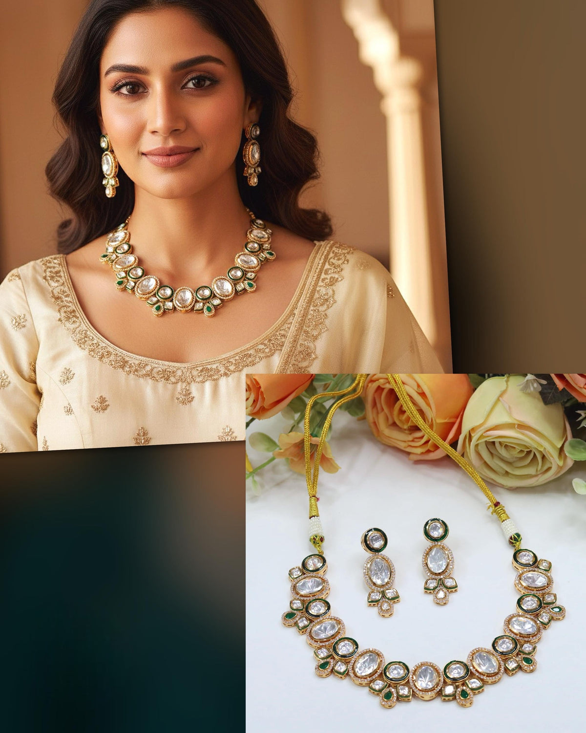 Kundan Bridal Necklace Set | Indian Jewellery | Kundan Jewellery Indian Neckles Set With Matching Earrings