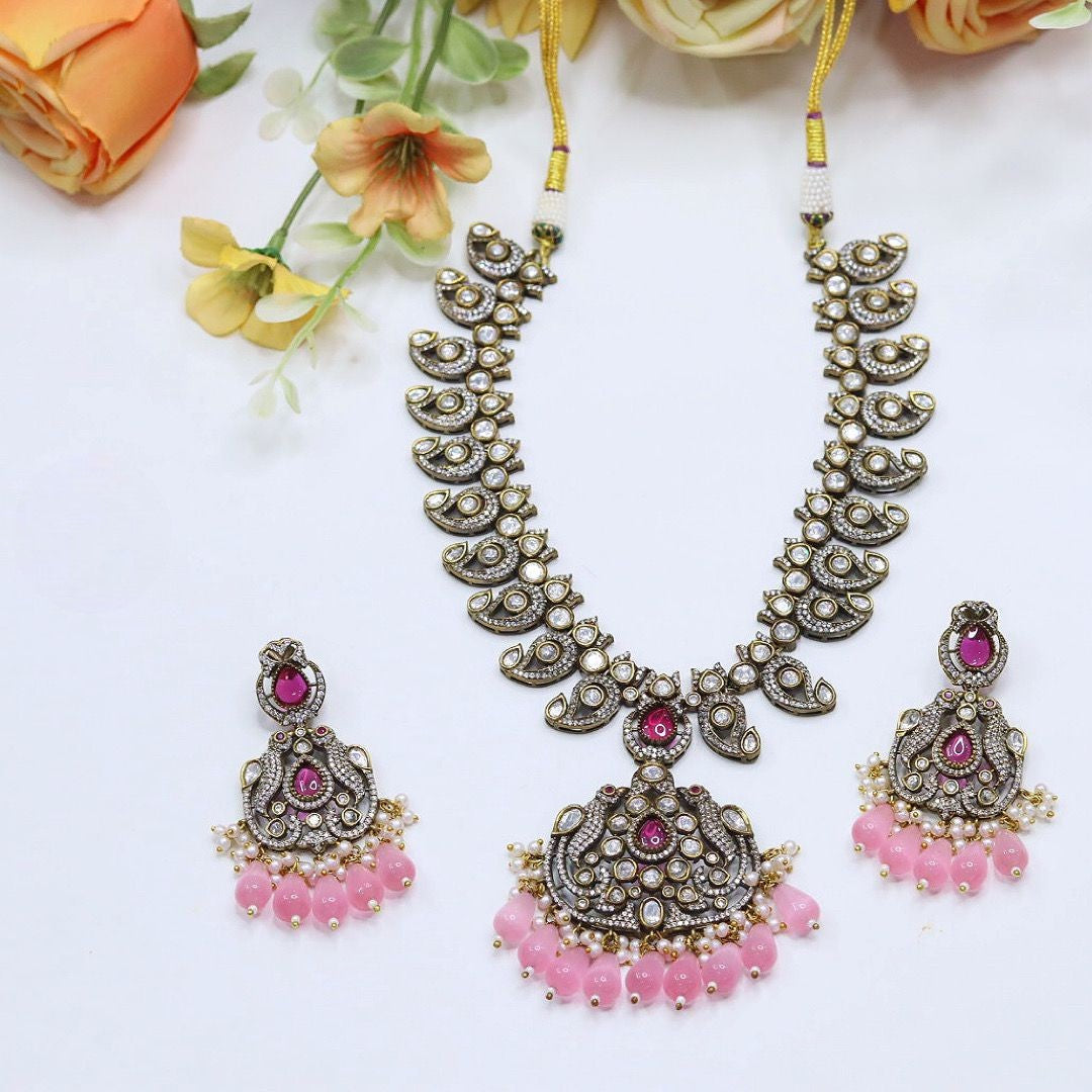 Royal Victorian Necklace Set with Earrings | Indian Jewellery | Beads Jewellery | Indian Necklace Set