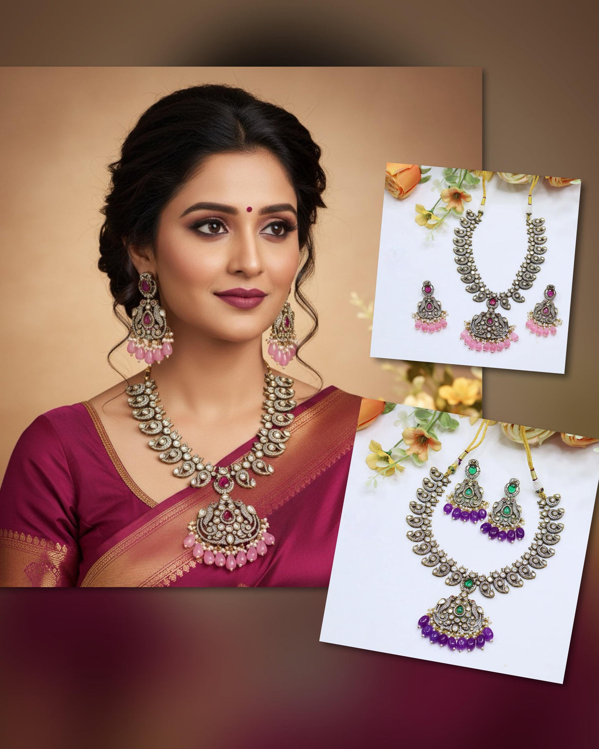 Royal Victorian Necklace Set with Earrings | Indian Jewellery | Beads Jewellery | Indian Necklace Set