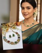 Multicolor Kundan Necklace Set | Indian Jewellery | Kundan Indian Necklace Set with With Earrings | Indian Jewellery