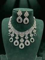 Emerald Drop CZ Bridal Necklace Set Diamond Finish Statement Jewelry