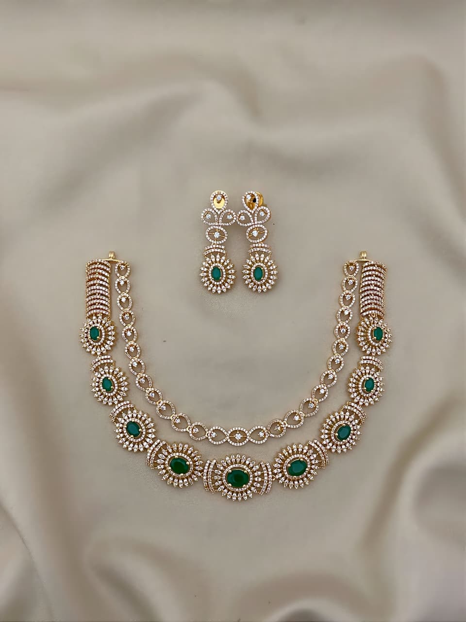 Royal Ruby AD Necklace Set with Earrings – Timeless Bridal Glamour