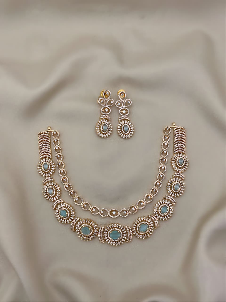 Royal Ruby AD Necklace Set with Earrings – Timeless Bridal Glamour
