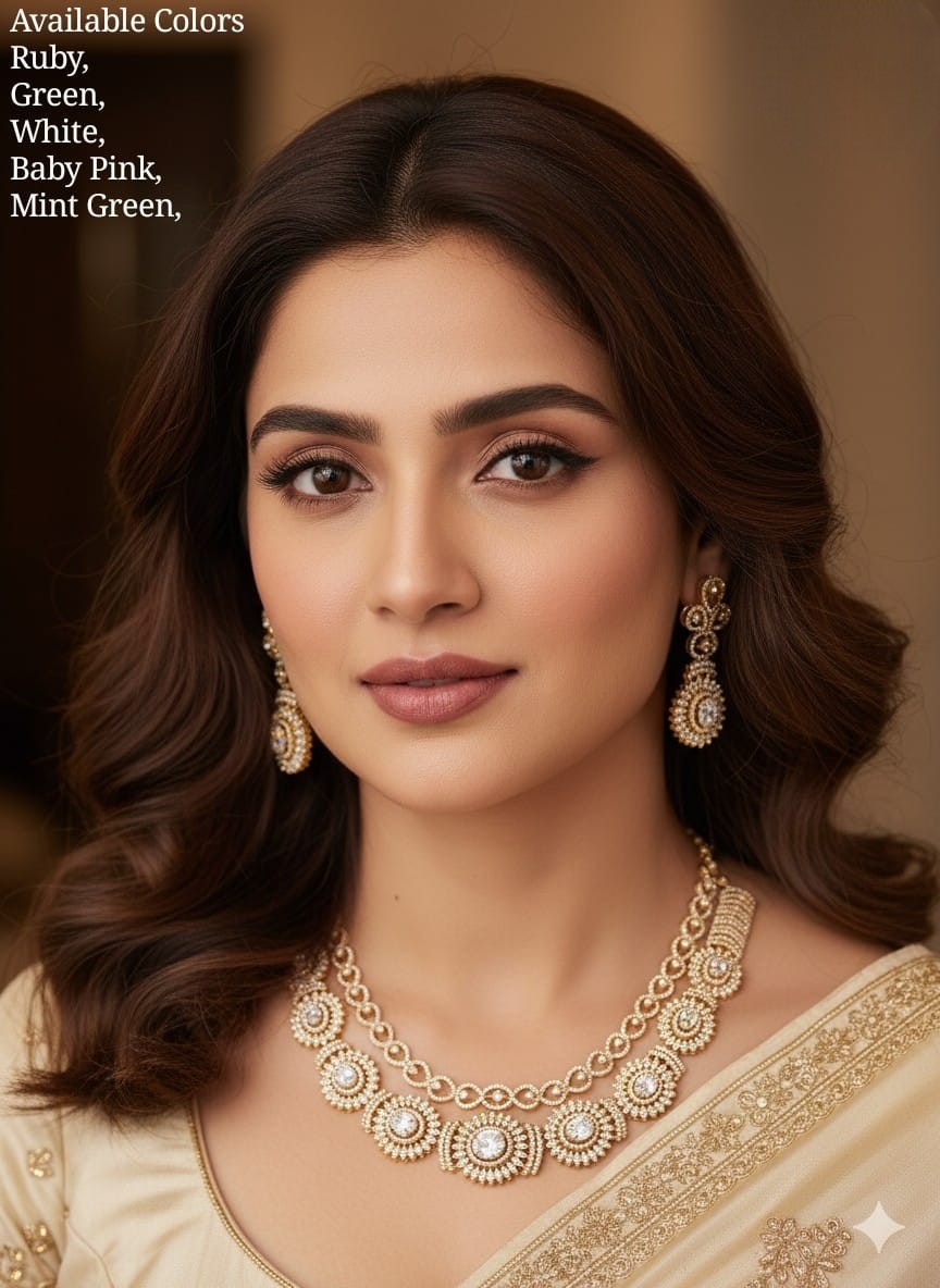 Royal Ruby AD Necklace Set with Earrings – Timeless Bridal Glamour