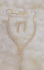 Elegant Leaf Design AD Necklace Set – Sparkling Party Perfection