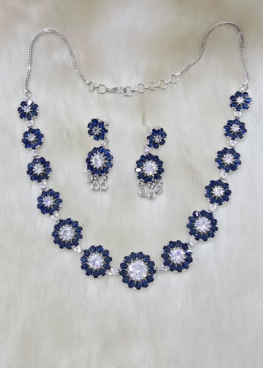 Multicolor Floral Stone Necklace & Earring Set