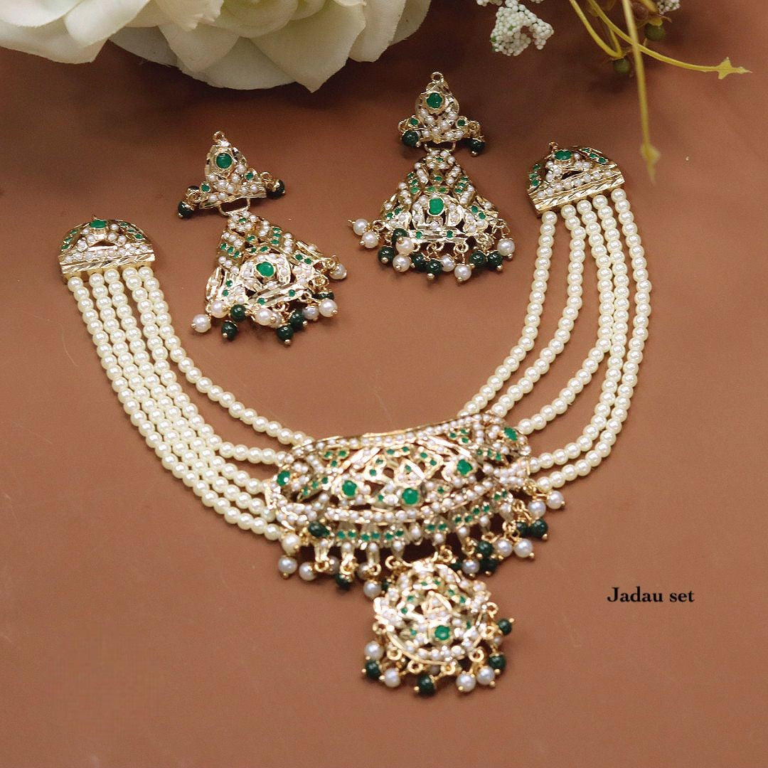 Vibrant Multi-Color Meenakari Jadau Necklace Set with Pearls - Traditional Indian Bridal Choker