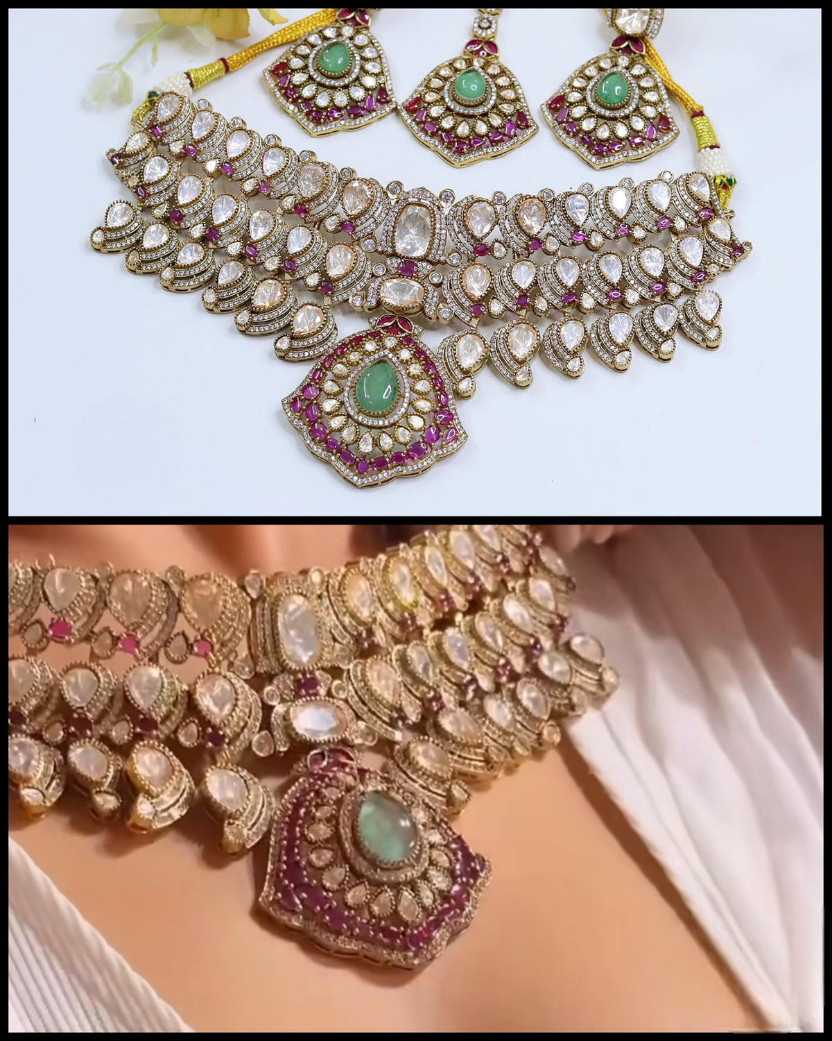 Exclusive Moissanite Kundan Choker Necklace Set – Royal Bridal Grandeur