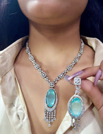 Elegant Pink Gemstone and Diamond Necklace Set