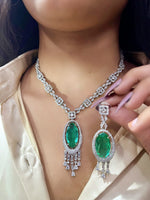 Elegant Pink Gemstone and Diamond Necklace Set