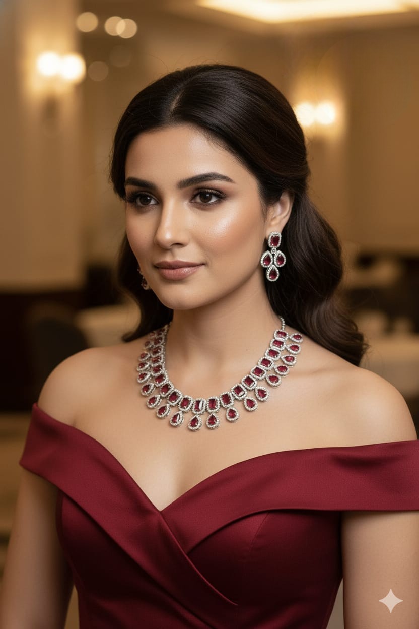 Midnight Blue Crystal & Silver Necklace & Earring Set – Royal Radiance - Libasaa.com