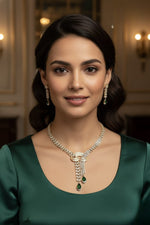 Ruby Drop Gold-Plated Diamond Necklace & Earring Set – Elegant Luxe - Libasaa.com