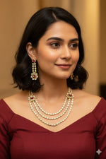 Elegant Diamond & Emerald Floral Necklace Set – Timeless Luxury for Every Occasion - Libasaa.com