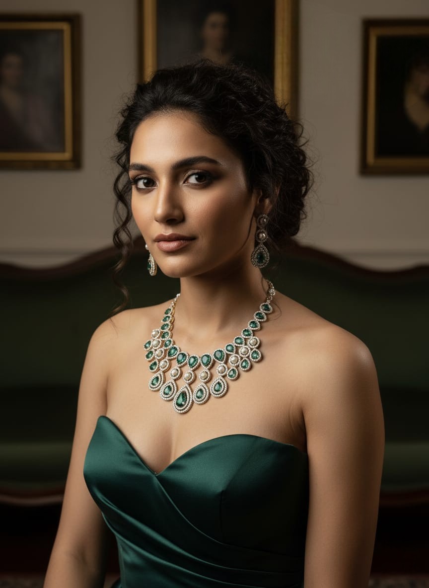 Royal Gold & Pearl Teardrop Necklace Set – Exquisite Bridal Grandeur - Libasaa.com