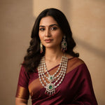 Emerald & Ruby Layered Kundan Necklace Set – Regal Bridal Statement - Libasaa.com