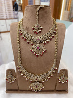 Golden Purple Bridal Complete Set – Royal Kundan & Pearl Wedding Jewelry