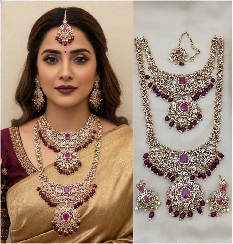 Lavender Kundan Bridal Jewelry Set – Royal Polki & Pearl Wedding Collection