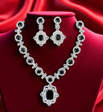 Elegant Pink Crystal & Diamond-Inspired Necklace and Earring Set Luxe Statement Jewelry