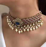 Royal Ruby & Emerald Kundan Choker Necklace Set – Bridal Polki Jewelry for Weddings