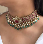 Royal Ruby & Emerald Kundan Choker Necklace Set – Bridal Polki Jewelry for Weddings