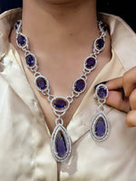 Elegant Fusion Tear Drop American Diamond Necklace Set - Libasaa - Libasaa.com