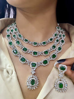 Luxury American Diamond Necklace Set for Brides | Indian Party Wear Wedding Jewellery with Matching Earrings