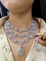 Luxury American Diamond Necklace Set for Brides | Indian Party Wear Wedding Jewellery with Matching Earrings