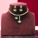 Elegant Gold Plated AD Stone Necklace & Earring Set Classic Bridal Jewelry Design