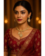 Elegant Gold Plated AD Stone Necklace & Earring Set Classic Bridal Jewelry Design