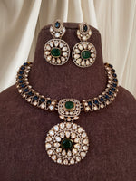 Antique Gold-Finish Polki Necklace Set | Indian Jewellery | Floral Kundan & Stone Choker Necklace Set with Earrings