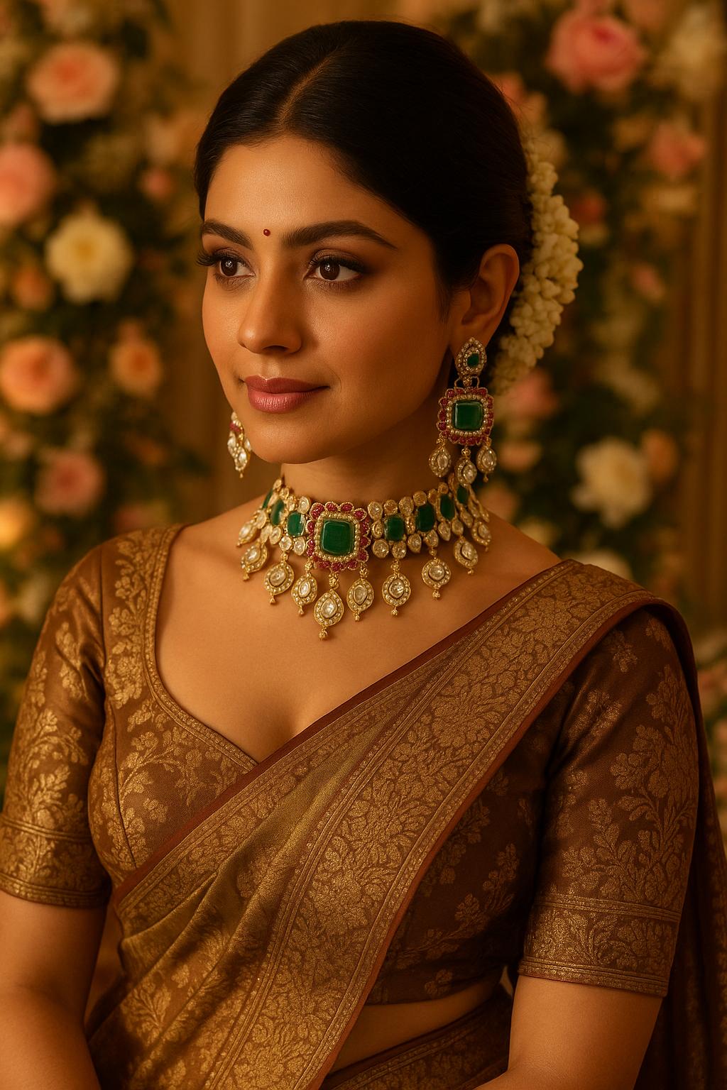 Regal Blue Stone Kundan Choker Necklace & Earring Set Traditional Bridal Jewelry