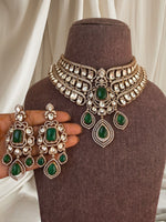 Gold & Polki Kundan Bridal Choker Set | Indian Jewellery | Dusty Accents Indian Necklace Set with Earrings