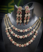 Luxurious Bridal American Diamond Necklace Set | Gold-Plated Indian Jewellery | Premium Indian Necklace Set With Matching Earrings