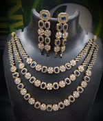 Luxurious Bridal American Diamond Necklace Set | Gold-Plated Indian Jewellery | Premium Indian Necklace Set With Matching Earrings