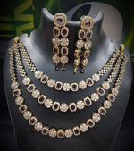 Luxurious Bridal American Diamond Necklace Set | Gold-Plated Indian Jewellery | Premium Indian Necklace Set With Matching Earrings