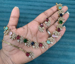 Multicolor Stone Diamond Necklace Set with Matching Earrings & Maangtika | Premium Indian Jewellery | Diamond Jewellery | Indian Necklace Set