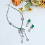 Emerald & Diamond-Style Necklace Set with Matching Earrings | Celebrity Inspired Indian Jewellery | Premium Diamond Jewellery Indian Neckles Set