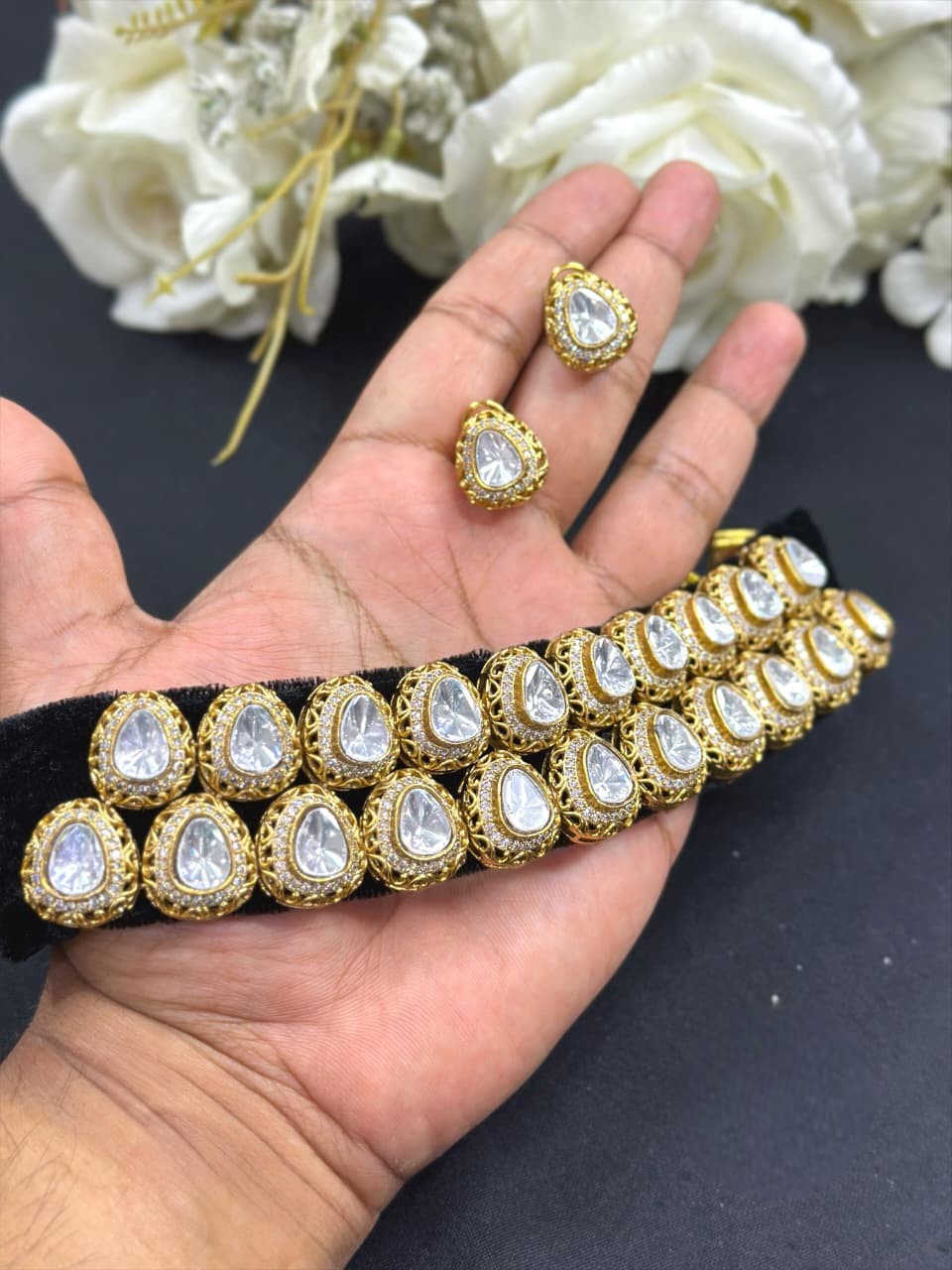 Premium Bridal Kundan Mirror Choker Necklace Set with Matching Earrings | Celebrity Inspired Indian Jewellery | Luxury Kundan Jewellery Indian Neckles Set