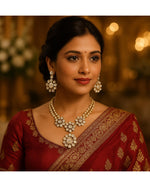 Traditional Kundan-Style Polki Necklace & Earring Set – Floral Design Bridal Jewelry