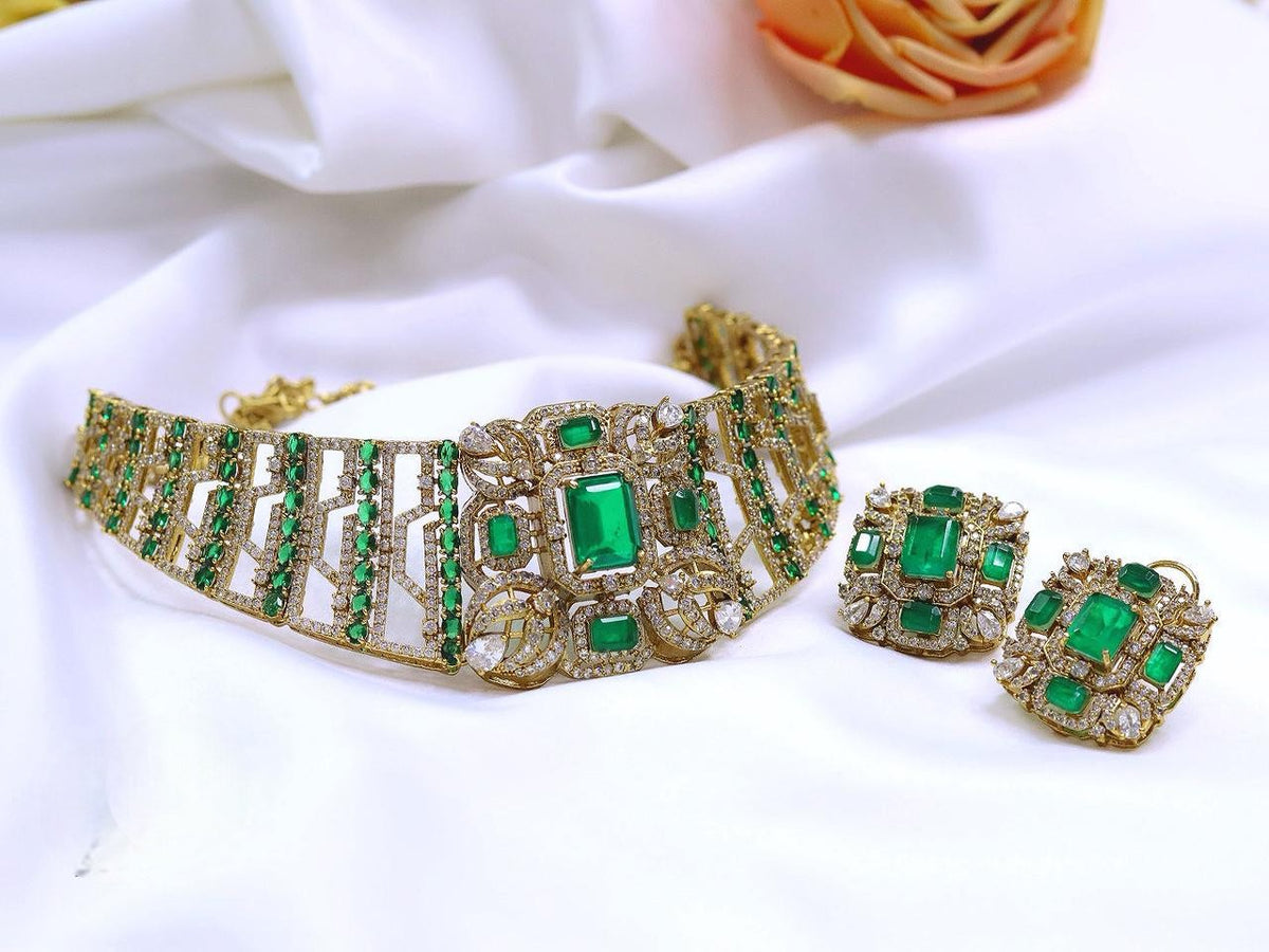 Fatima Stone Gold-Plated Kundan Choker Necklace Set with Matching Earrings | Kareena Kapoor Inspired Bollywood Indian Jewellery Set