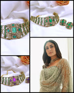 Fatima Stone Gold-Plated Kundan Choker Necklace Set with Matching Earrings | Kareena Kapoor Inspired Bollywood Indian Jewellery Set