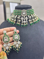 Zara Kundan Choker Necklace Set with Earrings – Bridal Polki Jewelry for Weddings & Festive Wear