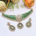 Azza Stone Kundan Bridal Necklace Set with Earrings | Indian Jewellery Wedding Necklace Set | Traditional Stone Jewellery Indian Necklace Set