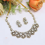 Kundan Necklace Set with Matching Earrings | Indian Jewellery Gold-Toned Finish Traditional Necklace Set | Wedding & Party Wear Indian Necklace Set