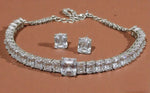 Celebrity Inspired Radiant Square-Cut Diamond Choker Necklace Set with Matching Earrings Bridal Party Wear Indian Necklace Set
