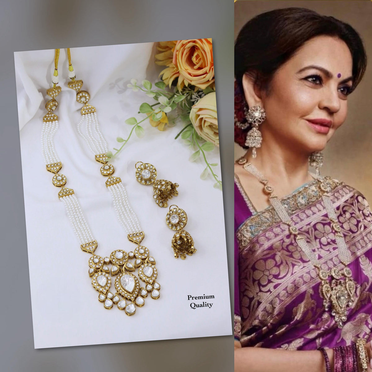 Premium Kundan Necklace Set with Jhumki Earrings | Luxury Indian Jewellery Wedding Collection